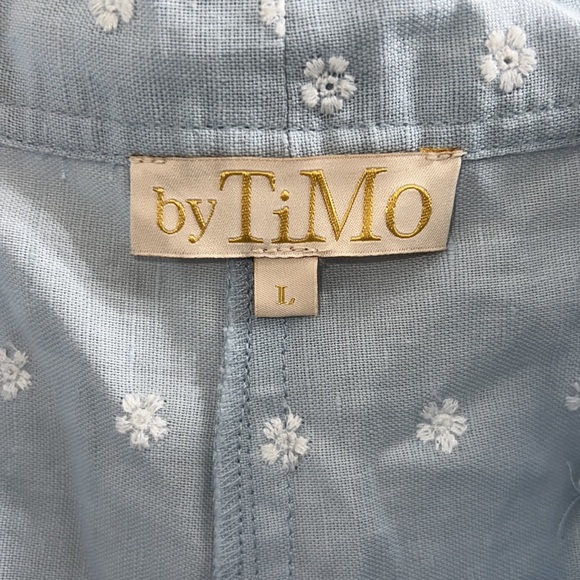 By TiMo High Rise Embroidered Shorts Light Blue/White SZ L NWOT - Picture 8 of 10